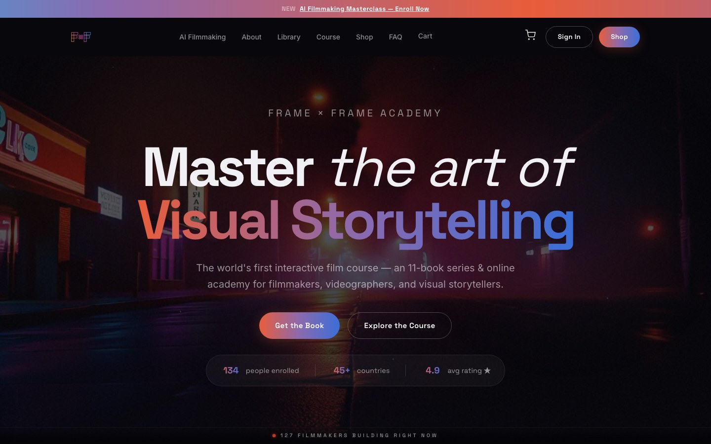Frame x Frame Academy website